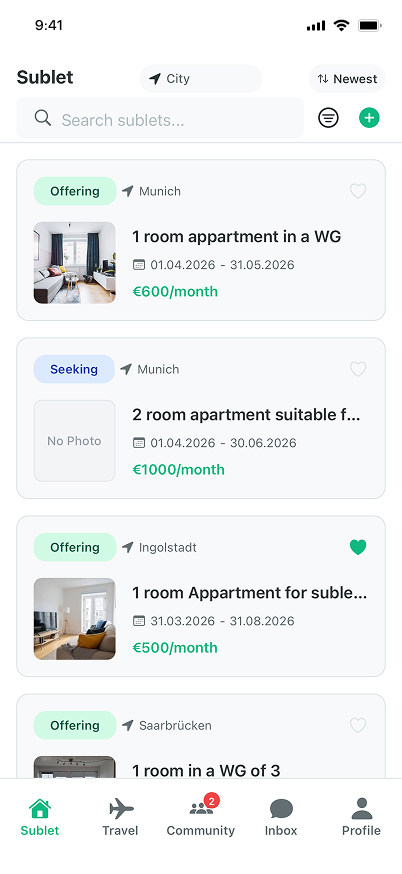 LokaLinc app screen showing housing posts