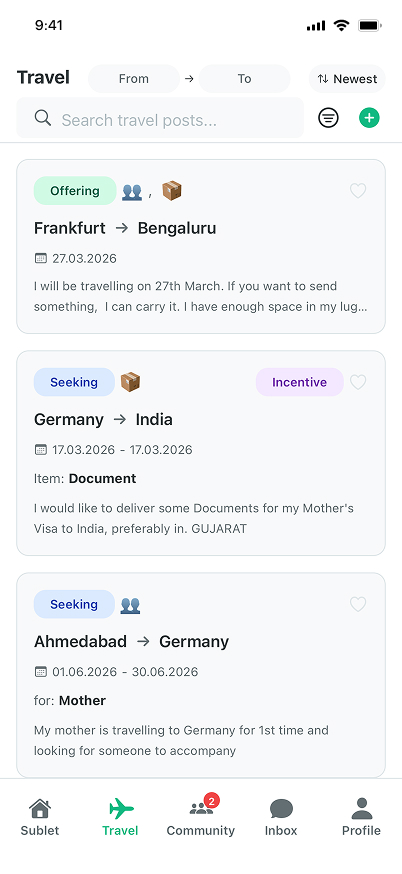 LokaLinc app screen showing travel help