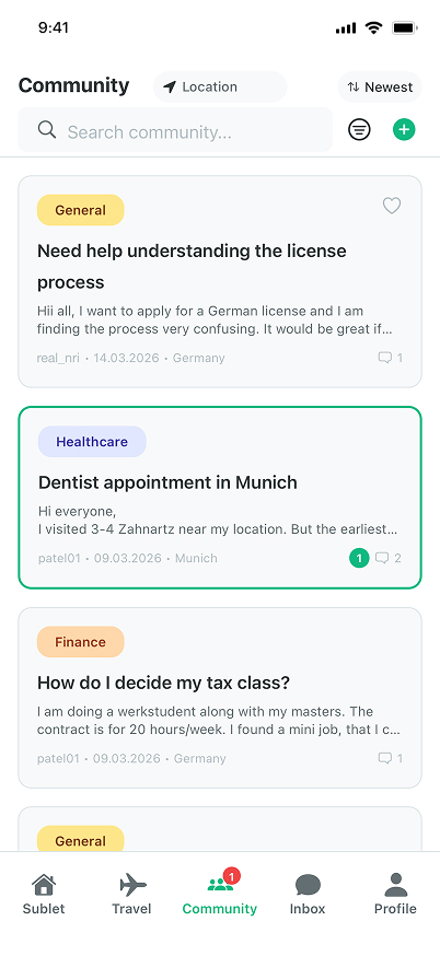 LokaLinc app screen showing community questions